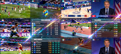 高清体育直播画面展示，多路信号切换